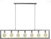 Vintage hanglamp 150 cm met 7 zilverkleurige metalen lampen