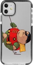 Hoesjes Atelier Zwart Frame Transparant Impact Case Dikke Robin voor IPhone 11 met ScreenProtector