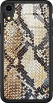 iPhone XR hoesje glass - Snake / Slangenprint bruin | Apple iPhone XR  case | Hardcase backcover zwart