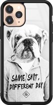 iPhone 11 Pro hoesje glass - Bulldog | Apple iPhone 11 Pro  case | Hardcase backcover zwart