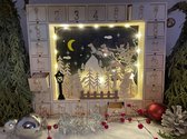 Houten Kerst Adventskalender met verlichting | Kerst | Kerstkalender | Cadeau | Feestdagen | Aftellen | Aftelkalender Met Kersttafereel | Kerst Accessoire