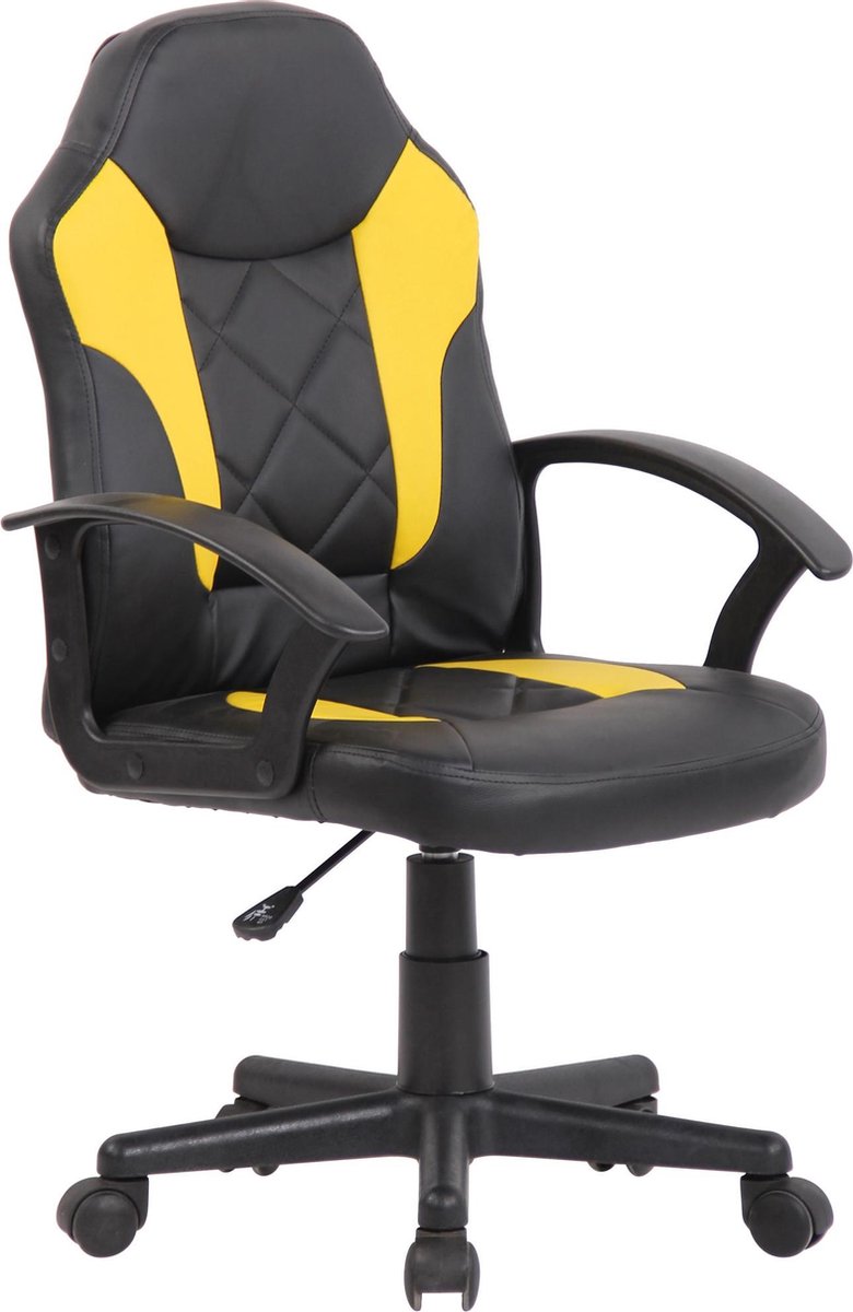 Luxe Comfort Kinder Bureaustoel Comfortabel Kunstleer Geel Zwart