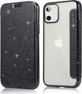 Apple iPhone 11 Flip Case - Zwart - Glitter - PU leer - Soft TPU - Folio