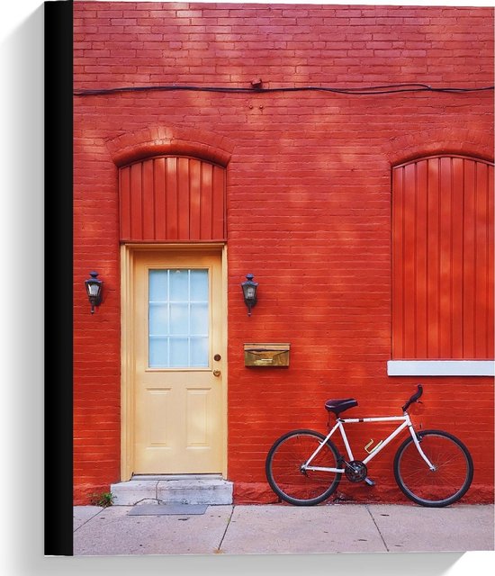 bol com canvas rood huis met gele deur 30x40cm foto op canvas schilderij wanddecoratie