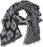 Dielay - Zachte Sjaal met Panterprint - 190x60 cm - Zwart en Grijs