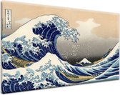 The Great Wave off Kanagawa. 100x70cm Kunstwerk Gedrukt op 100% katoen. Uitgerekt Op Frame. Muurhanger geïnstalleerd