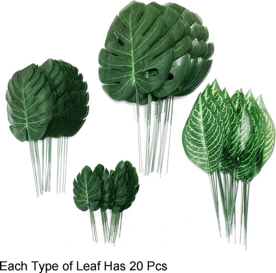 Palmbladeren | Kunstbladeren | Tropische Planten | 80 Stuks | 4 Soorten |  Groen |... | bol.com