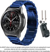 Blauw Metalen sporthorlogebandje voor (zie compatibele modellen) 22mm Smartwatches van Samsung, Asus, LG, Kronoz en Pebble – Maat: zie maatfoto – 22 mm blue smartwatch strap - Gear