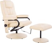 HOMdotCOM Relaxsalon met hocker, massage- en warmtefunctie crème wit