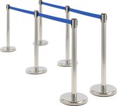 Set van 6 Afzetpalen RVS, inclusief 2.0 mtr BLAUW Lint
