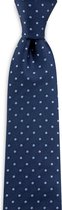We Love Ties - XL Stropdas Basis Point - geweven zuiver zijde - marineblauw / lichtblauw