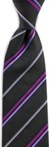 We Love Ties - Stropdas Yves Montand paars - geweven zuiver zijde - zwart / paars / lila