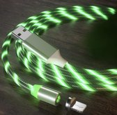 Lichtgevende Magnetische IOS USB oplaadkabel - Bekijk het filmpje - iPhone oplader - iPad oplader - Flowing light USB cable - Lightning kabel - 1 meter - Groen