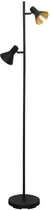 Vloerlamp 143 cm industrieel design met 2 matzwarte metalen lampen