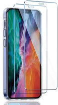 HB Hoesje Geschikt voor Apple iPhone 12 & 12 Pro Transparant - Siliconen Back Cover 2X Glazen Screenprotector