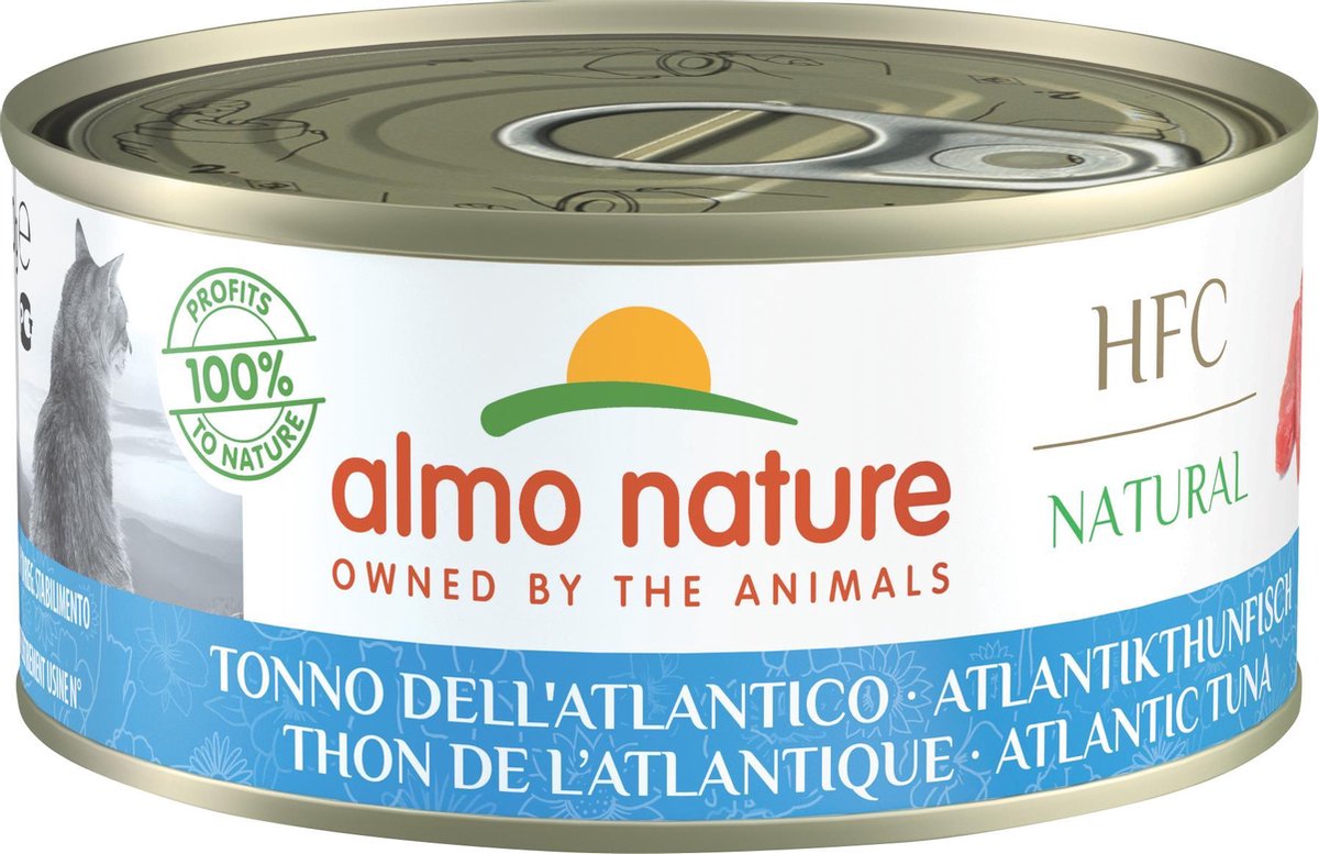 Almo Nature HFC Natural Natvoer voor Katten - 24 x 150g - Tonijn uit de Atlantische Oceaan - 24 x 70 gram
