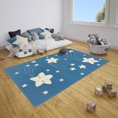 Kindervloerkleed sterren Happy - blauw 160x220 cm