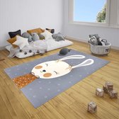 Kindervloerkleed bunny Happy - grijs 120x170 cm