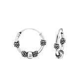 Oorbellen dames | Oorringen | Zilveren Bali hoops bolletje en getwijnde kabeltjes | WeLoveSilver