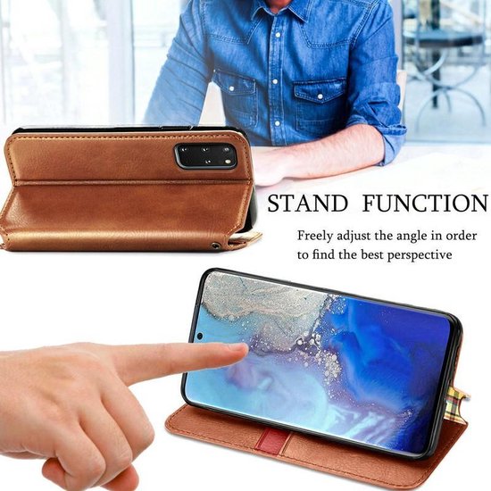 AA Commerce Telefoonhoesje - Book Case - Geschikt Voor Samsung Galaxy S20 Plus - Bruin - AA Commerce