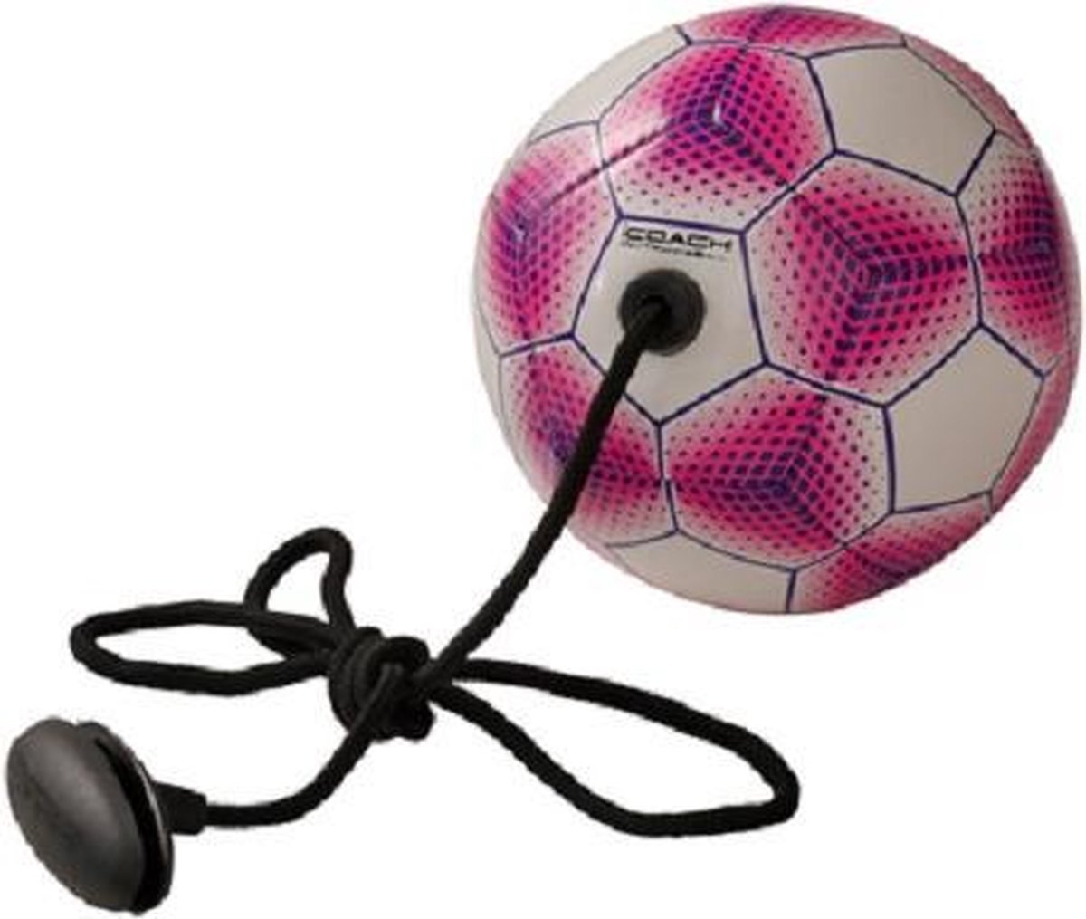 Mini ballon de foot Icoach sur cordon - blanc / rose / violet | bol.com