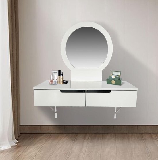Kaptafel hangend zwevend dressoir - toilettafel - haltafel dressoir - met  spiegel - wit | bol