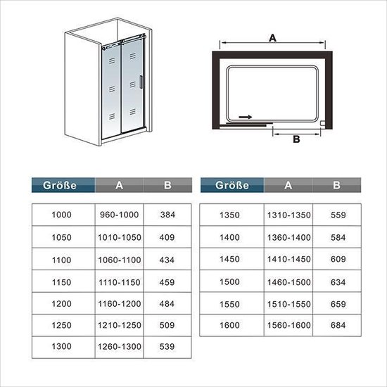 Foto: Schuifbare douchedeur hoote 105x195cm 8mm helder antikalk nano glas hoogwaardige aluminium profielen