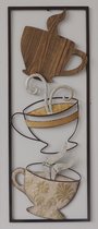 wanddecoratie - metaal schilderij - koffie - 28x73