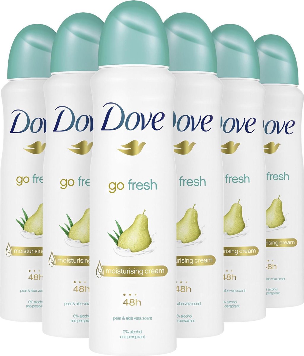 Dove Go Fresh Pear & Aloe Vera Anti-Transpirant Deodorant Spray - 6 x 150 ml - Voordeelverpakking - Dove