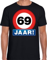 Stopbord 69 jaar verjaardag t-shirt - zwart - heren - 69e verjaardag - Happy Birthday shirts / kleding S
