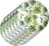 6x Melamine borden tropische print/wit 25 cm - Ontbijtborden - Servies voor peuters/kleuters/kinderen