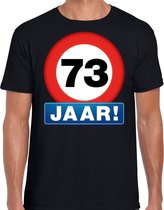 Stopbord 73 jaar verjaardag t-shirt - zwart - heren - 73e verjaardag - Happy Birthday shirts / kleding L