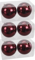 6x Grote kunststof kerstballen bordeaux rood glanzend 15 cm - Grote onbreekbare kerstballen