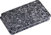 2x Melamine snijplanken met antraciet grijze graniet print 19 x 30 cm - Keukenbenodigdheden - Placemat/onderlegger -  Kunststof snijplank