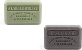 Soap bar set - zeep savon de marseille Pavot + Huile d'olive 2x125 gr. vaderdag, papa, opa cadeau