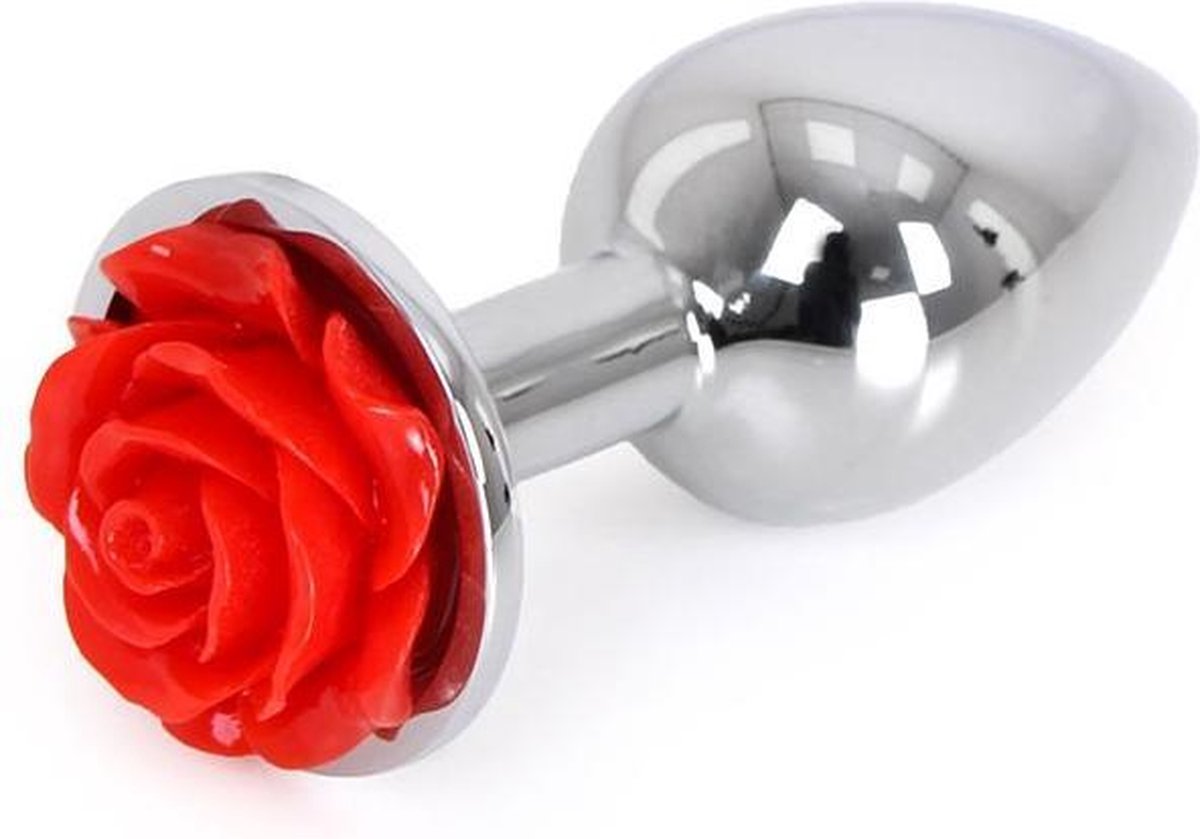 Booty Sparks - Aluminium Buttplug 'Red Rose' Met bloem decoratie