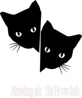 Raamsticker Gluur katten / poezen   2 stuks  Zwart  Decoratief