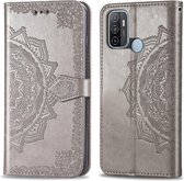 iMoshion Hoesje Geschikt voor Oppo A53s / A53 Hoesje Met Pasjeshouder - iMoshion Mandala Bookcase - Grijs