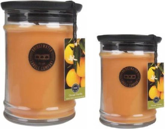 BRIDGEWATER kaars Orange Vanilla Geurkaars set van 2 Klein & Groot