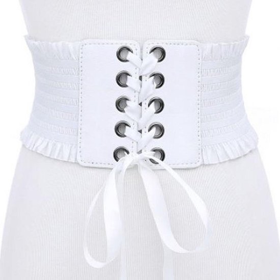 Elastische Brede Taille Riem voor Dames | Wit | Stretch Korset Riem