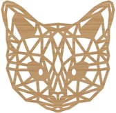 Geometrische Dieren Kat/Poes - Bamboe hout - L (55x54 cm) - Cadeau - Kinderen - Geschenk - Woon decoratie - Woonkamer - Slaapkamer - Geometrische wanddecoratie - WoodWideCities
