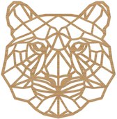 Geometrische Dieren Tijger - Bamboe hout - M (35x36 cm) - Cadeau - Kinderen - Geschenk - Woon decoratie - Woonkamer - Slaapkamer - Geometrische wanddecoratie - WoodWideCities