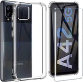 Samsung Galaxy A42 Hoesje Schokbestendig Transparant - Shockproof siliconen Case met Galaxy A42 screen Protector 2 pack tempered glass