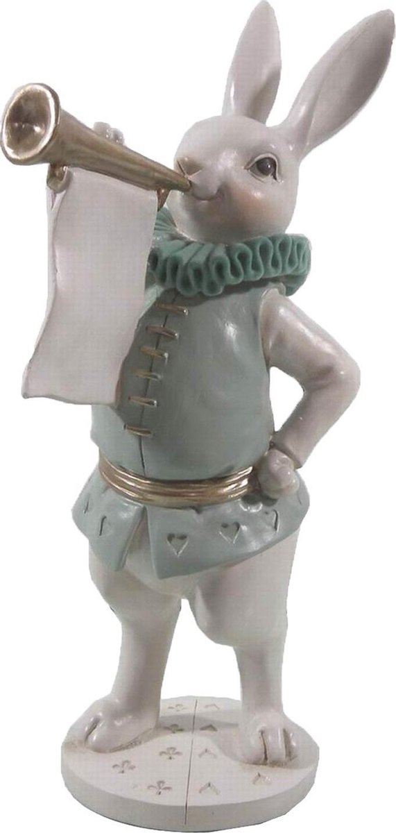Clayre & Eef Beeld Konijn 12x12x29 cm Wit Polyresin Woonaccessoires