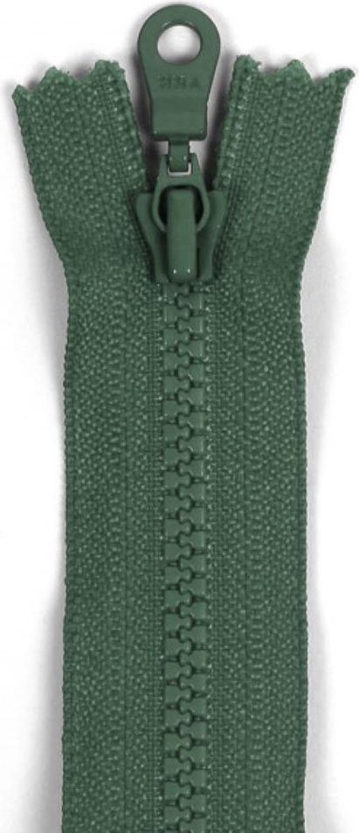 Opti P60 ritssluiting bloktand, deelbaar, Donker Groen, 55cm, per stuk.