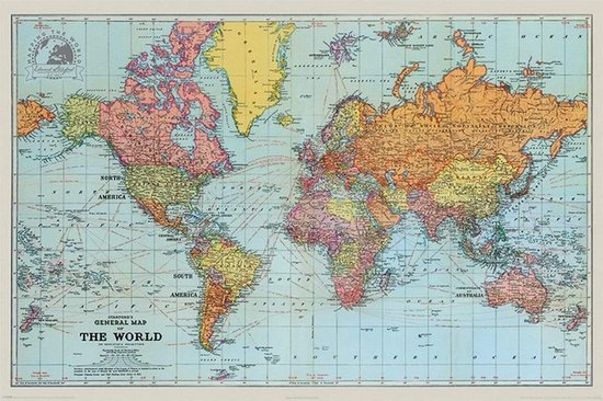 Poster - Stanfords General Map The World - 61 X 91.5 Cm - Multicolor