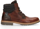 Manfield - Heren - Donkerbruine veterboots - Maat 43