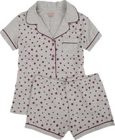 La V korte pyjamaset met stippenprint  Grijs  170-176