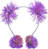 Jessidress Haarband Meisjes Haar Diadeem met haarclips gemaakt met pompon - Paars