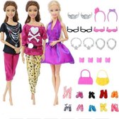 Barbiekleertjes set - 3 outfits, 10 paar schoenen, sieraden en accessoires - Barbie kleding